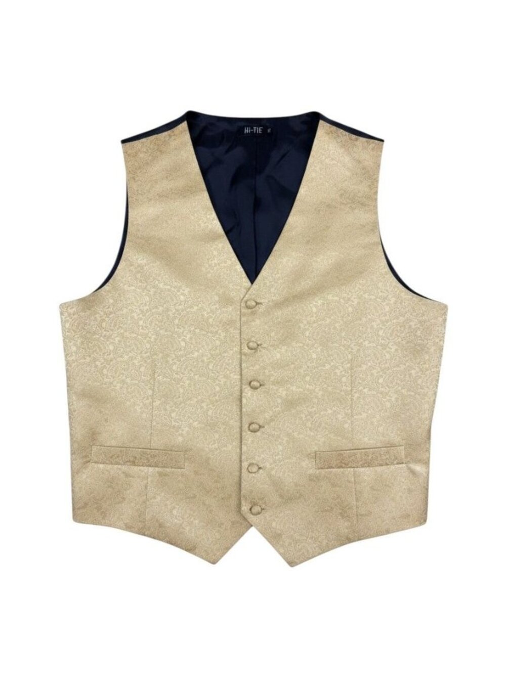 Hi-Tie Mens Gold Brocade Button-Up Vest 2XL